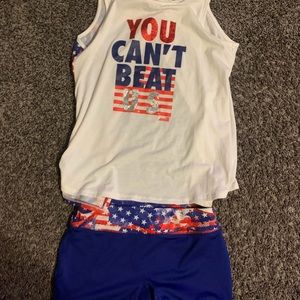 Red white and blue tank and shorts